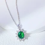 Green Stone Zircon Pendant Set - Image 2