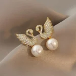 Swan Pearl Diamond Studs