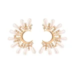 C Shape Pearl Zircon Studs - Image 2