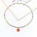 Sweet Floral Epoxy Beaded Pendant Necklace - Image 7