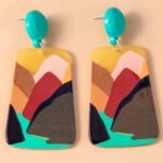 Acrylic Drop Multicolor print earrings