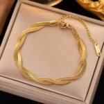 Cool Style Solid Color Stainless Steel 18K Gold Plated Bracelets