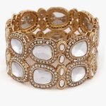 CHRISHAN Gold Plated Designer Uncut Kundan Kada Set For Women And Girls (set of 2)