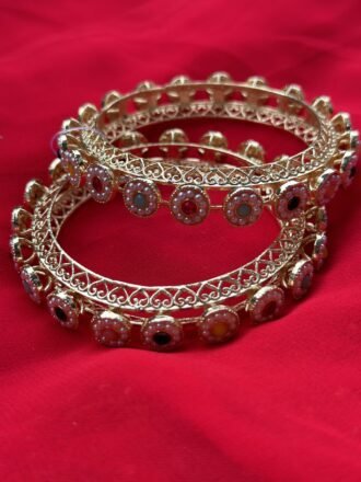 Multicolor Rajwade Pacheli Bangles (set of 2) - Image 2