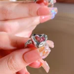 Pink silver Sweet Heart Ring