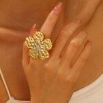 Classic Trendy Flower Shape Adjustable Ring