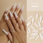 White Removable Artifical long Nails with Filer and Tape (pack of 40)