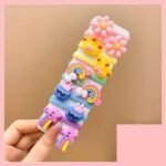 cartoon style soft flowers hair tie for girls(5 pair)