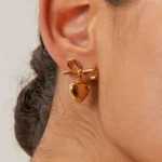 Celebs Viral Heart Bow Drop Earrings - Image 2
