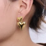 Double Story Heart Long Earrings - Image 2