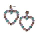 Flower Heart Shape Multicolor Drop Earrings