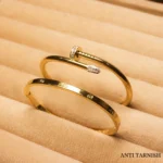 "Stainless steel gold plated bracelet with anti - tarnish couple bangles for men & women - Ehvajwellery"