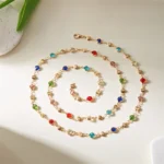 Gold plated alloy Y necklace with multicolor beads – trendy jewellery for women India