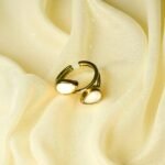 Gold-Plated Open Ring with White Stones