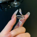Snake Style Zircon Silver Ring - Image 2