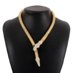 Fashion snake choker necklace with gold finish and crystal embellished snake design for women