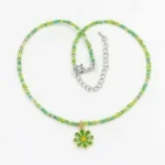 Sweet Floral Epoxy Beaded Pendant Necklace - Image 3