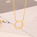 Minimal 18K gold plated ring pendant necklace on delicate chain – Ehvajwellery