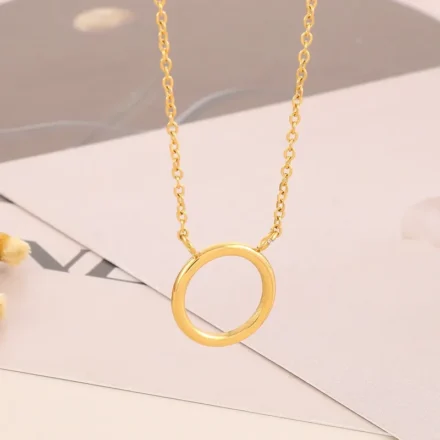 Minimal 18K gold plated ring pendant necklace on delicate chain – Ehvajwellery