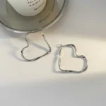 Heart Silver Statement Hoops
