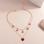 Cherry Heart Fruit Necklace