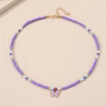Sweet Butterfly Beaded Pendant Necklace - Image 2