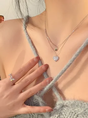 Sweet Small Sparkling And Loving Double Layer Necklace Women s Light Luxury Niche High Level Design Clavicle Chain 2