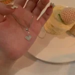 Sweet-Small-Sparkling-And-Loving-Double-Layer-Necklace-Women-s-Light-Luxury-Niche-High-Level-Design-Clavicle, chain,Heart double layer zircon necklace with sparkling pendant and delicate clavicle chain