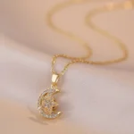 Star Moon Rotating Pendant Necklace