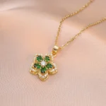 Women's Dancing Flower Pendant Necklace (Green)