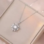 Silver Diamond Star Rotating Pendant Necklace