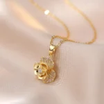 Dancing Rose Diamond Pendant Necklace
