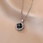 Rose Black Rotating Pendant Necklace