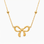 Minimal Gold Bow Necklace for Women - Image 3