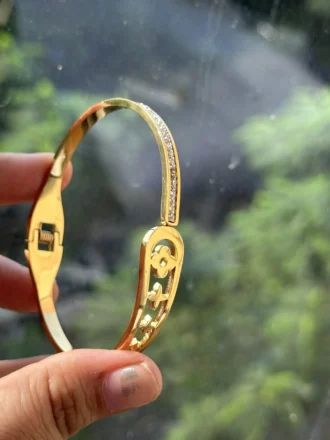 Stainless Steel Openable American Diamond Bracelet | Latest Stylish Cuff Bangle - Image 2