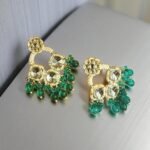 Kundan & Pearls Studded Classic Mirror Drop Earrings Girl & Women